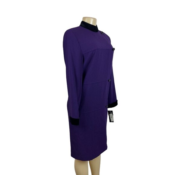 Kasper  A.S.L. Purple Button-Up Long Sleeve Womens Dress Sz 8 - New - Picture 2 of 8
